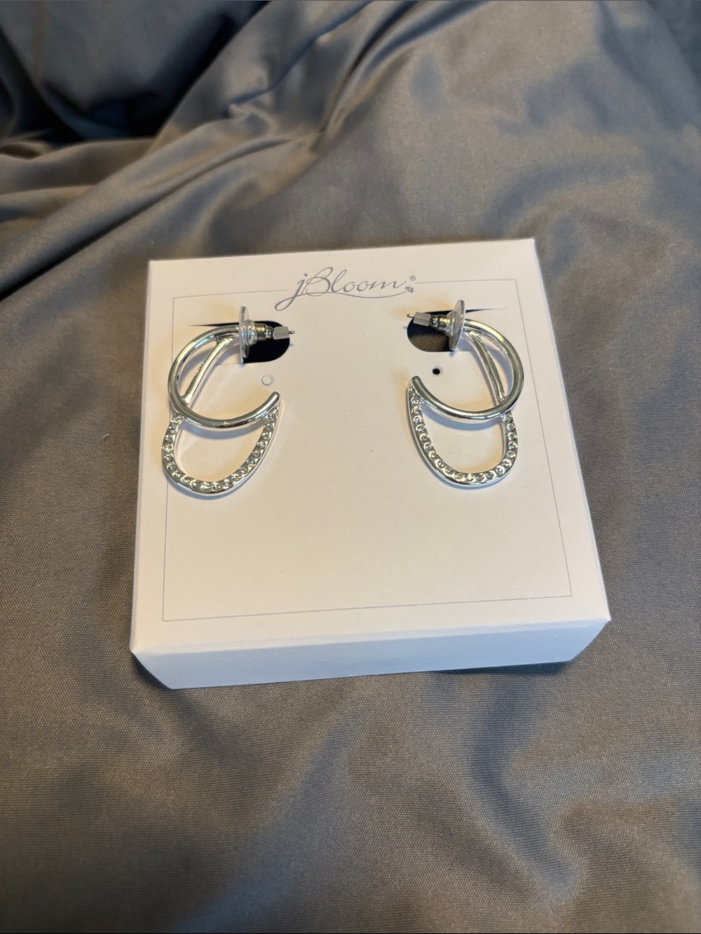 jBloom Silver Double Hoop Earrings